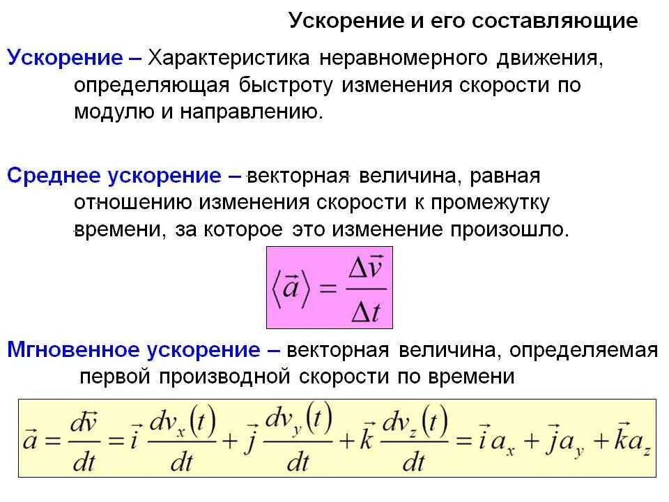 Определяющая формула скорости. Как определяется среднее ускорение. Как определить величину ускорения. Формула скорости в физике с ускорением. Ускорение физика определение.