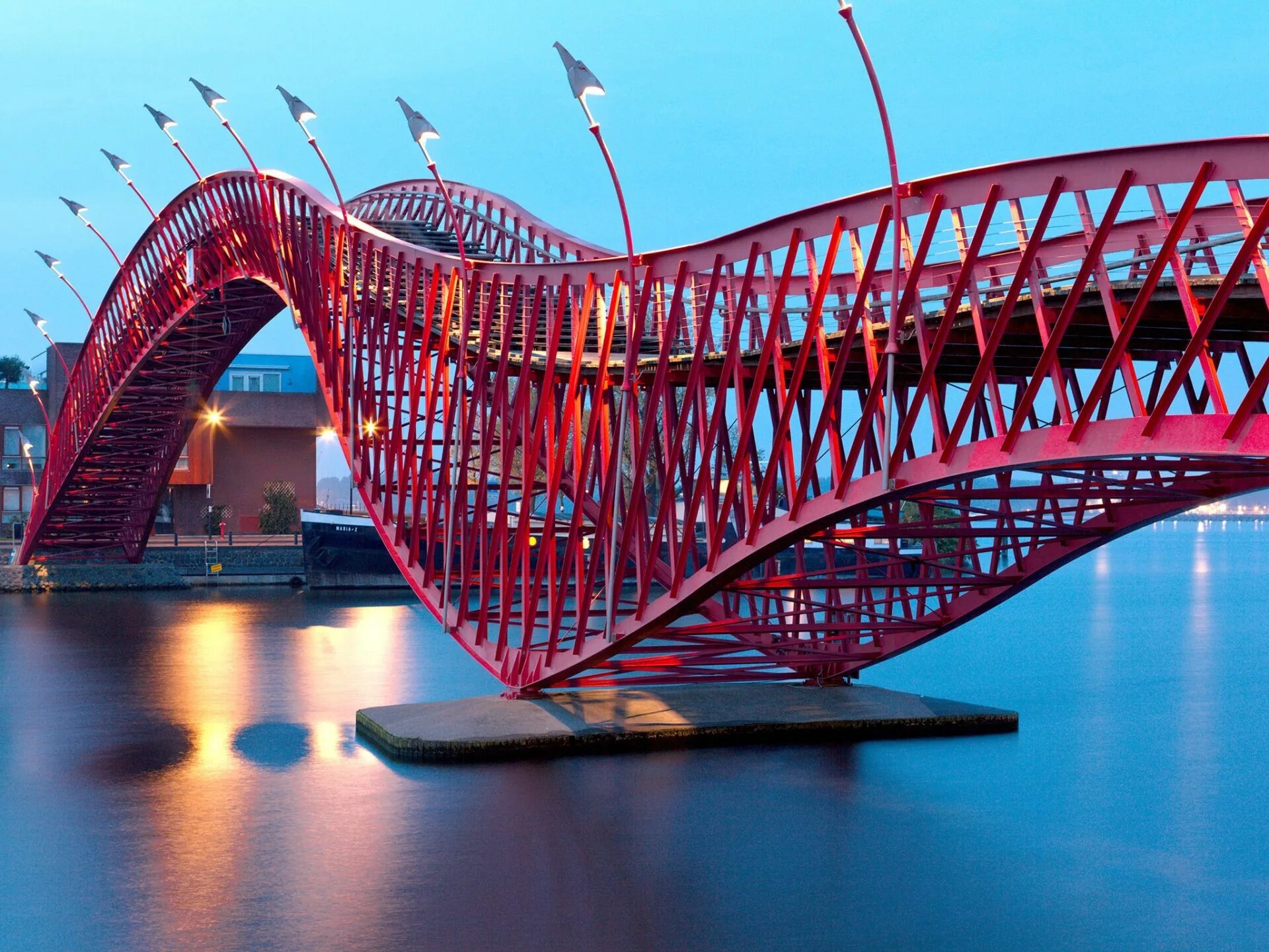Есть слово мост. Мост питон в Амстердаме. Амстердам мост вантовый. Python Bridge в Амстердаме. Мост шейха Зайда.