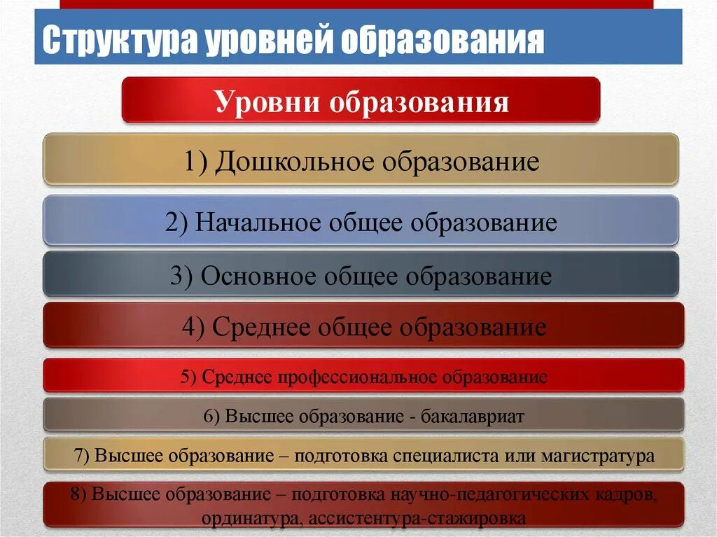 Какой уровень образования выше. Уровни образования. Структура уровней образования. Уровни общего образования. Уровни основного общего образования.