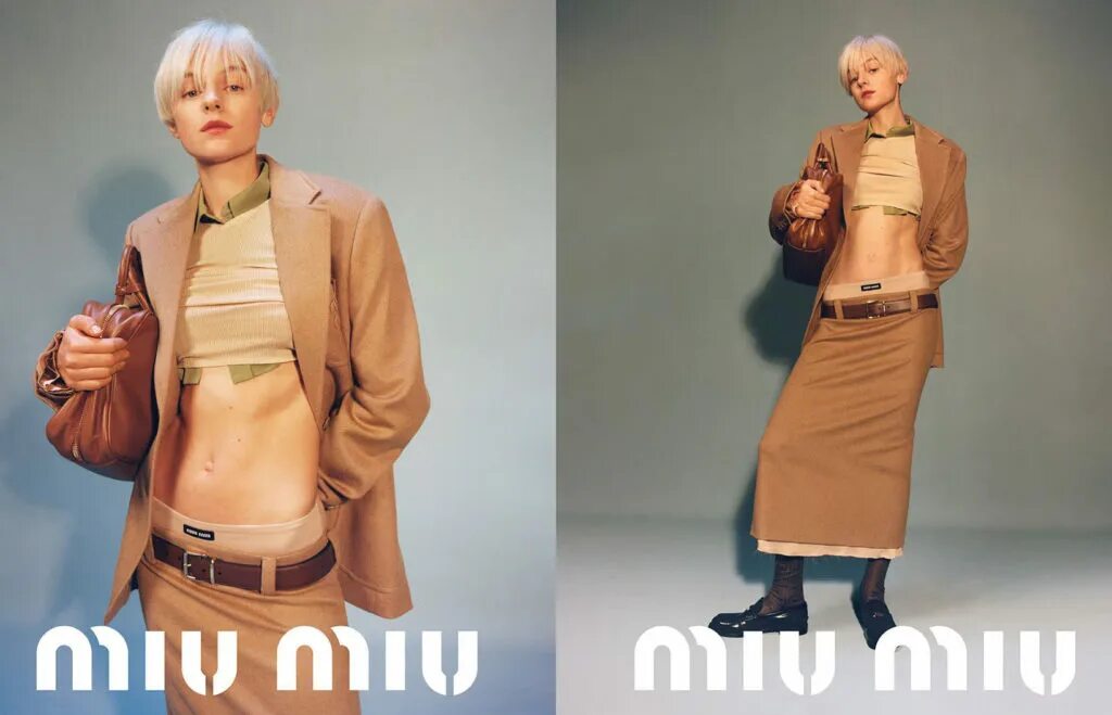 Miu miu 2025. Юбка miu miu 2025. эвер андерсон miu miu. miu miu campaign 2025.