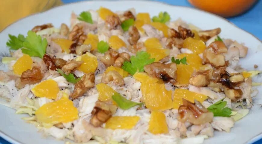 Салат из курицы с апельсинами рецепт
