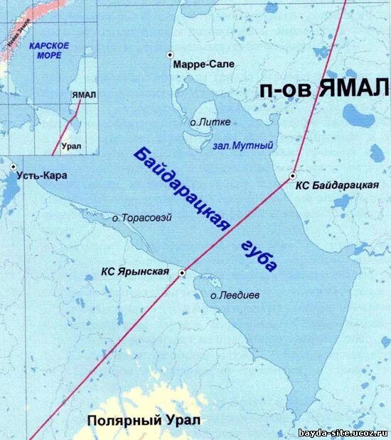 Карта Полуостров Ямал. Фото из космоса.