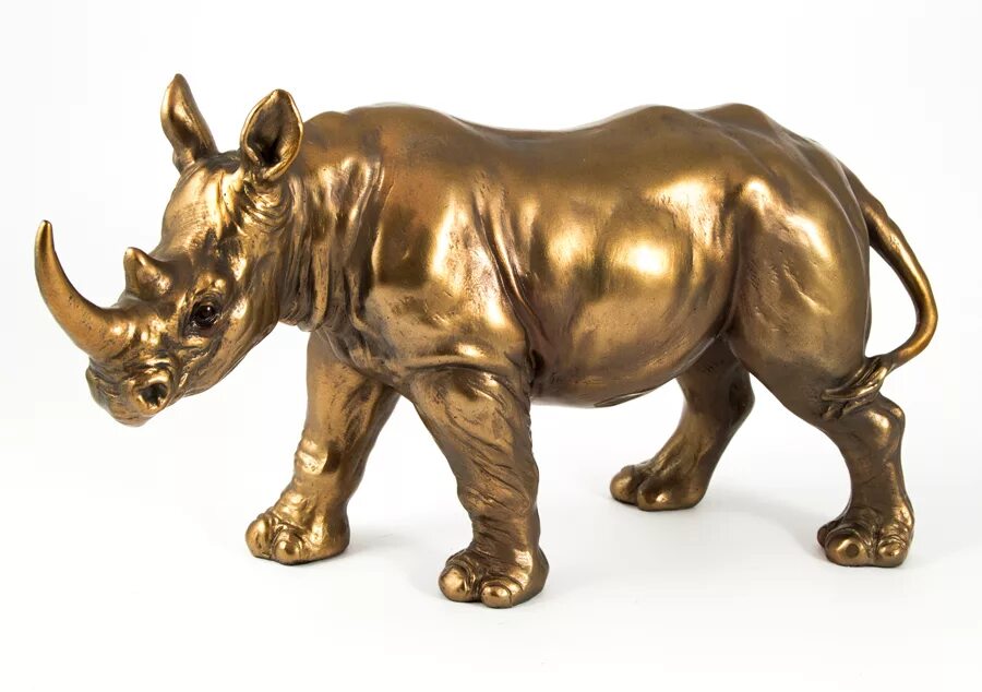 Статуэтка "носорог". Декоративная фигурка. Статуэтка носорога из бронзы. Золотая фигурка.