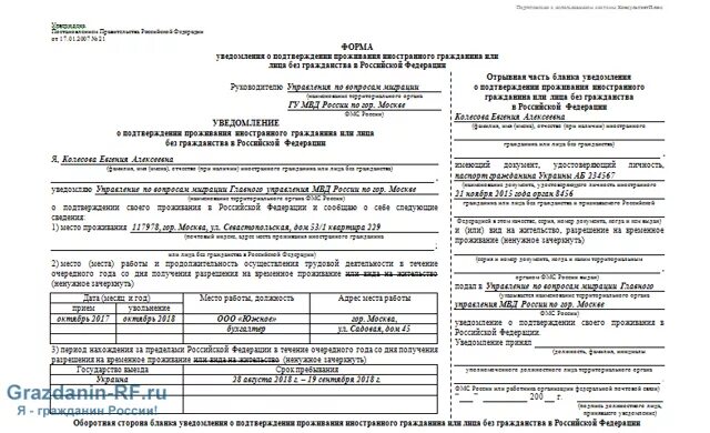 Образец заполнения уведомления о подтверждении проживания по ВНЖ. Подтверждение вид на жительство иностранного гражданина в РФ. Образец заполнения уведомления о доходах иностранного гражданина. Бланка уведомления о подтверждении РВП.