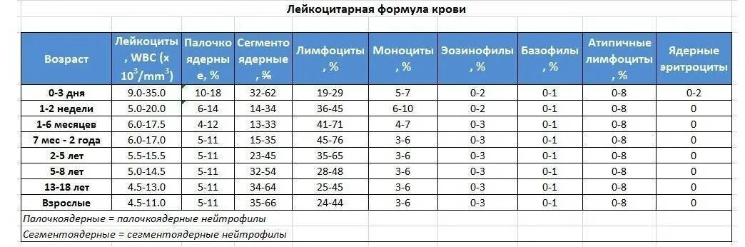Лимфоциты у ребенка норма