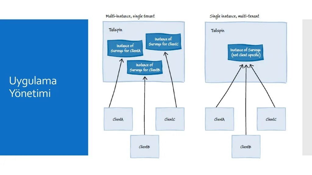 For instance it could be. Multi tenanted. for instance. shared multi tenant. multi instance.