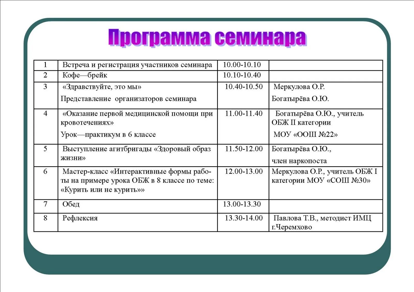 Программа семинара. План семинара. Пример программы семинара. План программы семинара. Программа семинара в школе