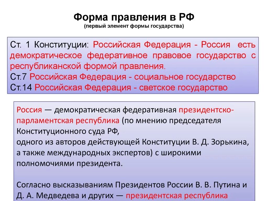 Форма государственного правления РФ. Форма государства РФ по Конституции. Какая форма правления в РФ. Форма правления в РФ по Конституции. Россия республика статья