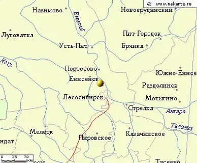 Енисейск на карте