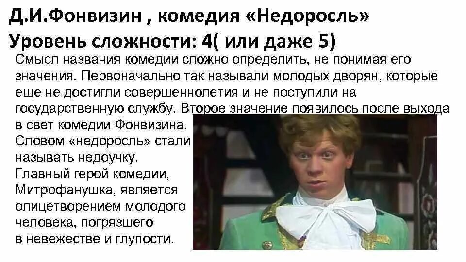 Почему назвал недоросль. Смысл названия комедии недоросль.