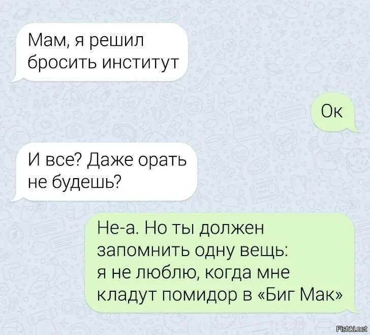 Мам я решил бросить институт. Бросил вуз. Прикольное сообщение любимой. Шутки с неожиданным концом.