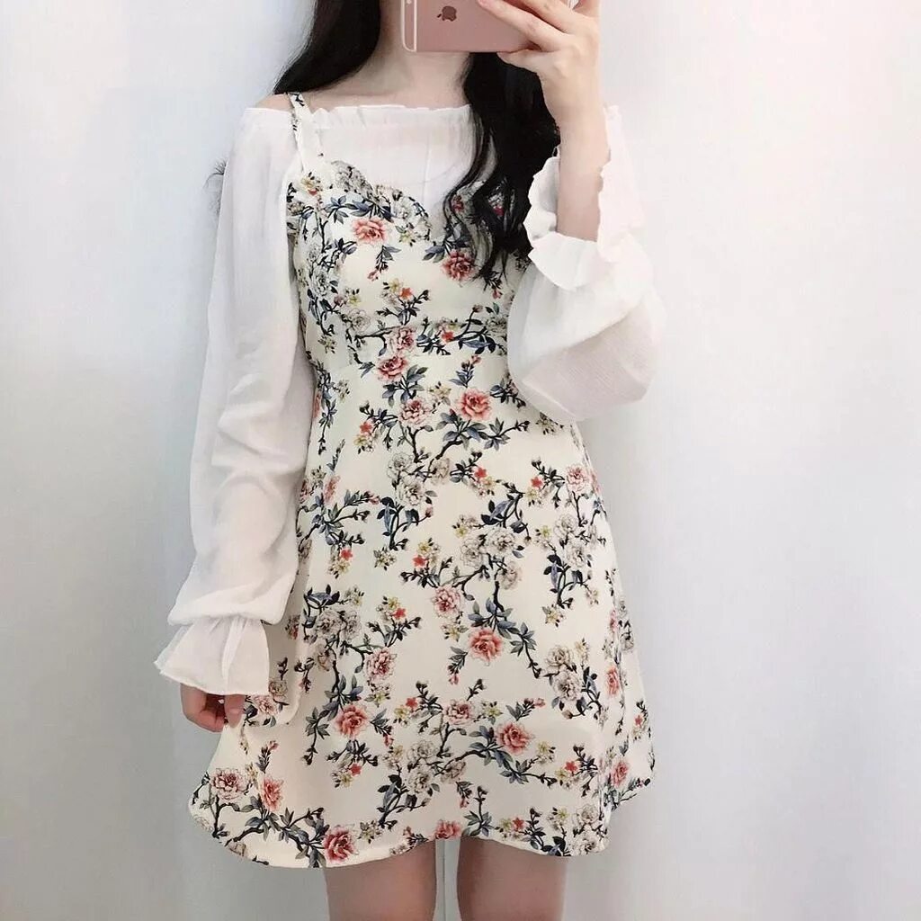 Стиль платья в цветочек. Кореан фашион. Милое платье. Корейские летние платья. Корейские модные платья.