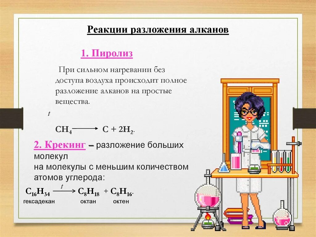 Продукты реакции алканов. Реакция термического разложения алкана. 2 Реакции разложения алканов. Реакция разложения алканов. Реакция разложения пиролиз.