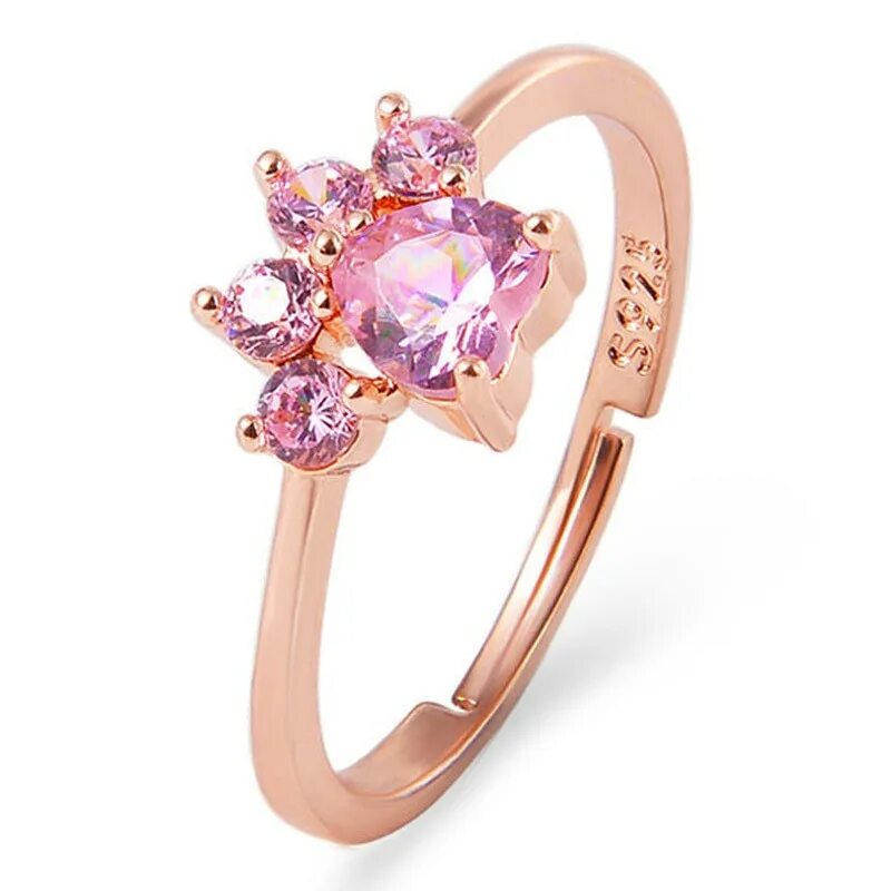 Кольцо Кошачья лапка золото. Кольцо с розовым камнем. Кольцо с розовым цирконом. Золотое кольцо с лапкой.