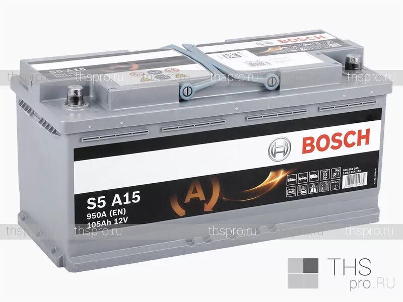 Аккумулятор автомобильный 105. Bosch s5 AGM. AGM Bosch 105ah 950a. Bosch s5 a15 AGM (0 092 s5a 150). Bosch 0092s5a150 батарея аккумуляторная 105а/ч 950а 12в.