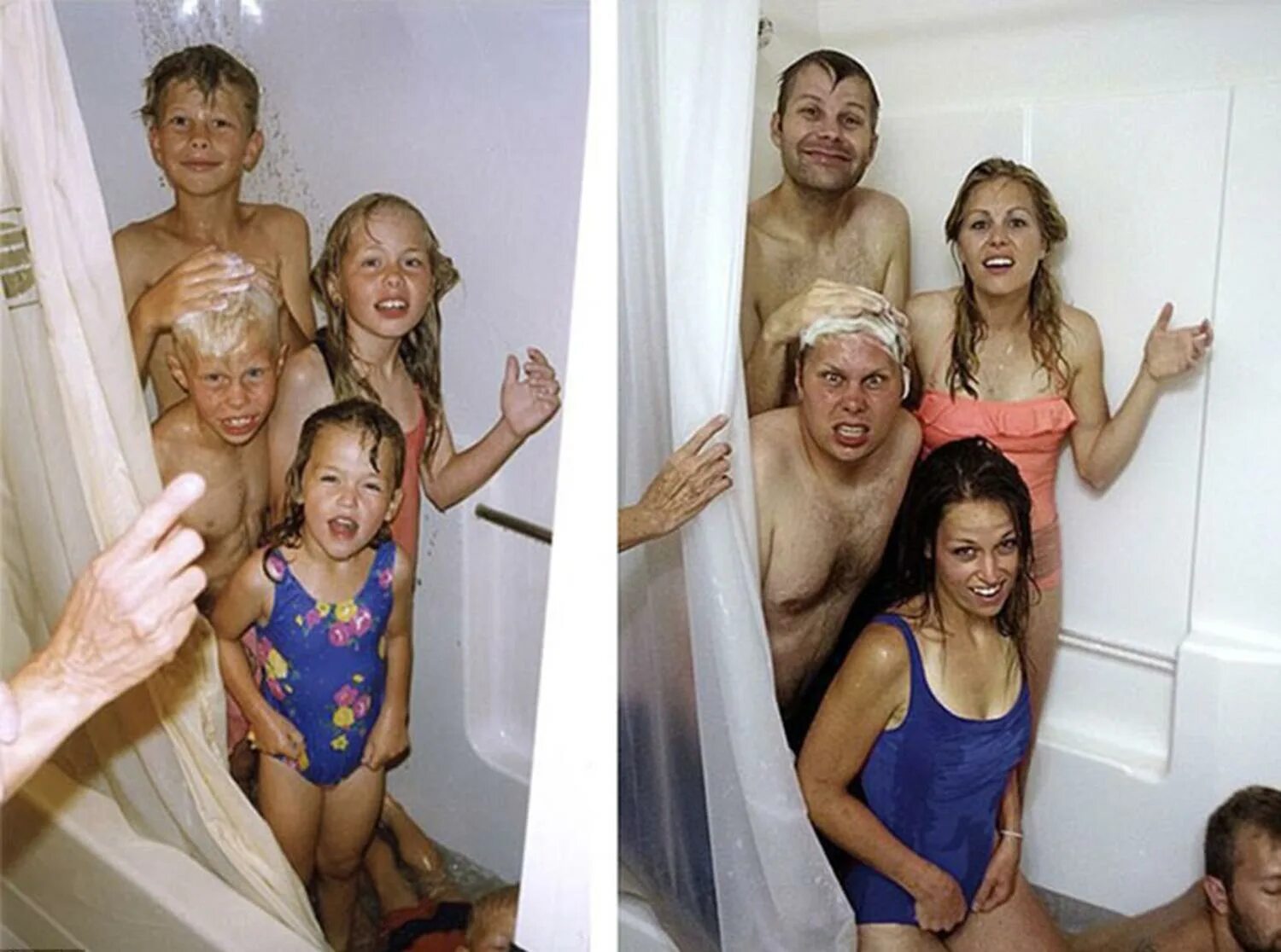 Daughter showers. Прикольные семейные фото. Смешная семья. Смешные семейные фотосессии. Семья прикол.