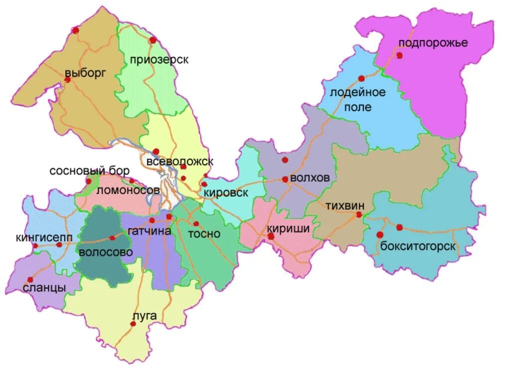 Карта Ленинградской области по районам Кировский район. Карта Ленобласти с районами. Ленинградская область с кем граничит карта. Карта Ленинградского района Ленинградской области.