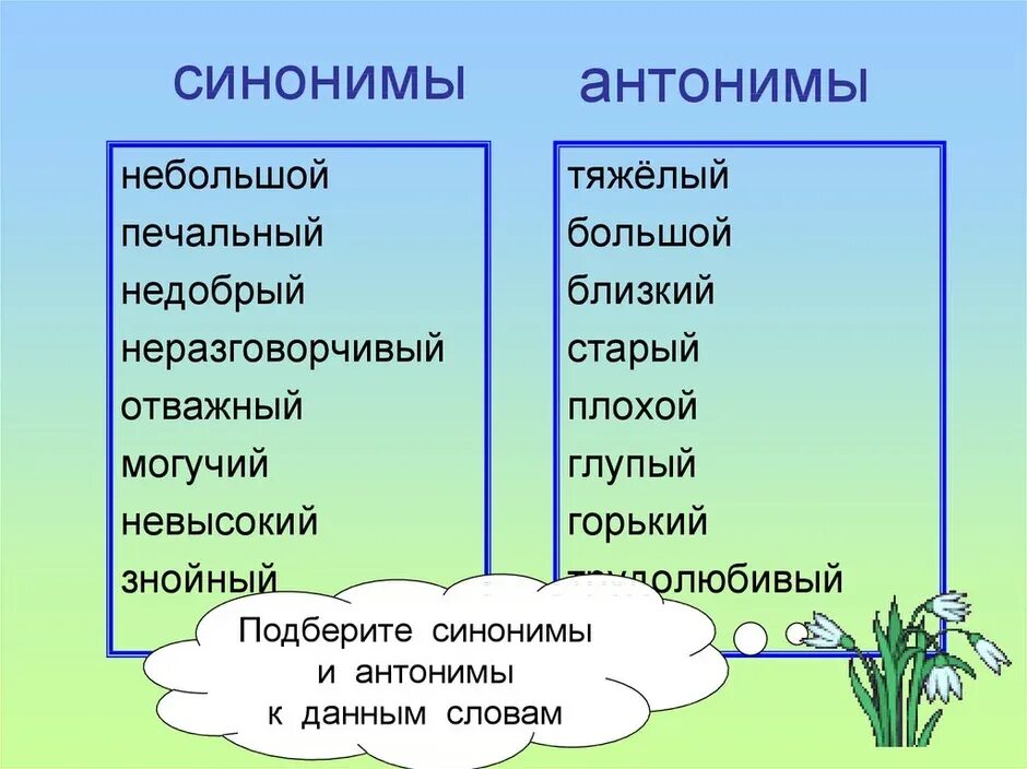 Синоним слова прилагательные. Слова синонимы и антонимы. Подбери синонимы. Прилагательные антонимы. Синонимы к слову большой.