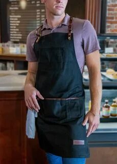 Apron with leather straps