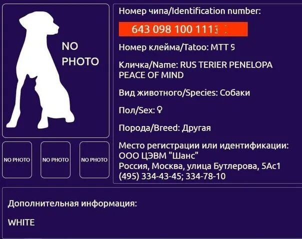 Animal id база