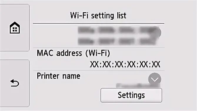 Settings list