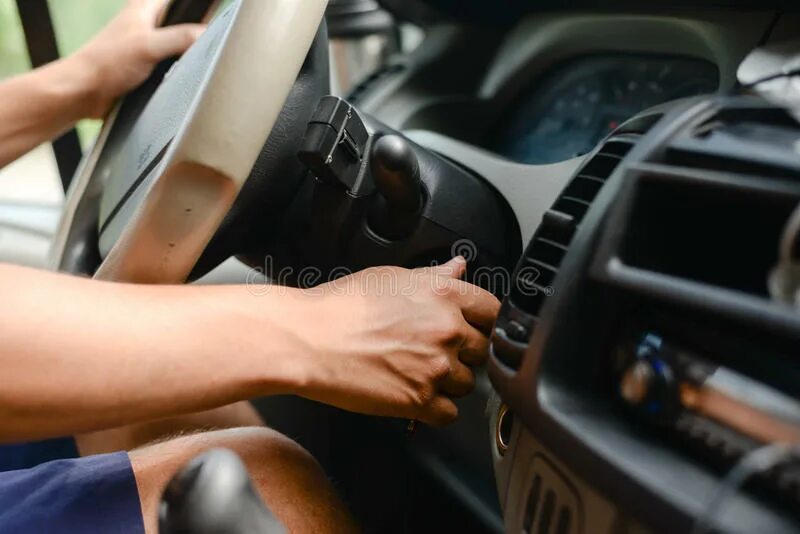 A driver is in the car