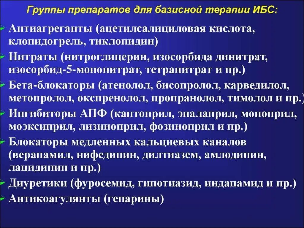 Вазоспастическая стенокардия бета блокаторы. ИБС группы препаратов. Группы препаратов для лечения ИБС. Базисная терапия ИБС. Препараты группы нитратов