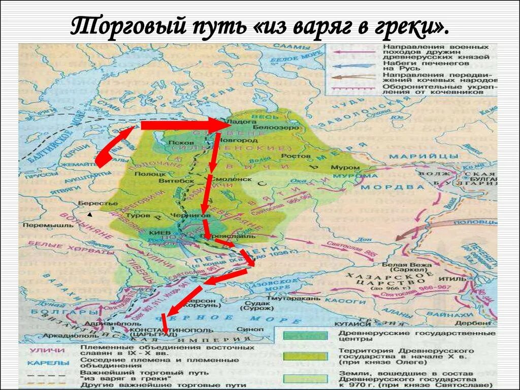 Торговый путь из варяг в греки век. Торговый путь из Варяг в греки. Путь из Варяг в греки на карте древней Руси. Путь из Варяг в греки на карте России. Путь из Варяг в греки на карте.