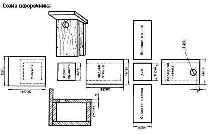 Какой диаметр отверстия в скворечнике. Размеры скворечника для Скворцов чертеж. Скворечник для Скворцов чертеж. Синичник чертеж дом для птиц. Размеры скворечника для Скворцов чертеж из доски.