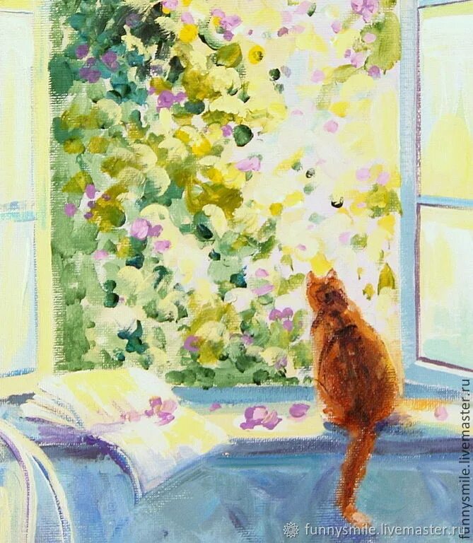 Пейзаж с передачей утреннего настроения. Летнее окно живопись. Картина окно. Цветы на окне живопись.