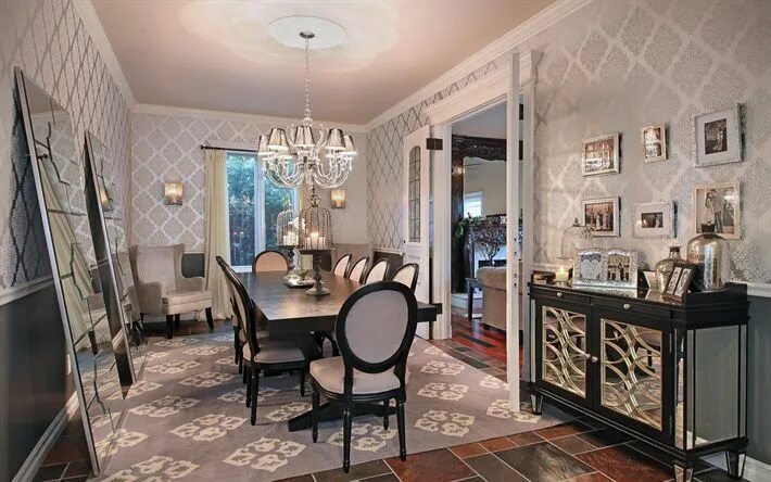Shantung Silhouette Wallpaper - Transitional - dining room - Chandos Interiors C