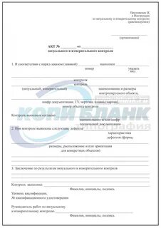 Образец акта визуального контроля