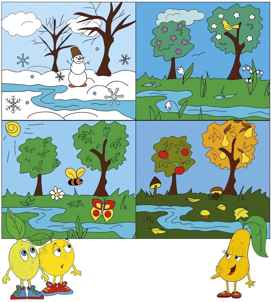 Describe seasons. Времена года для дошкольников. Изображения времен года для детей. Времена года рисунок для детей. Пора года для детей.