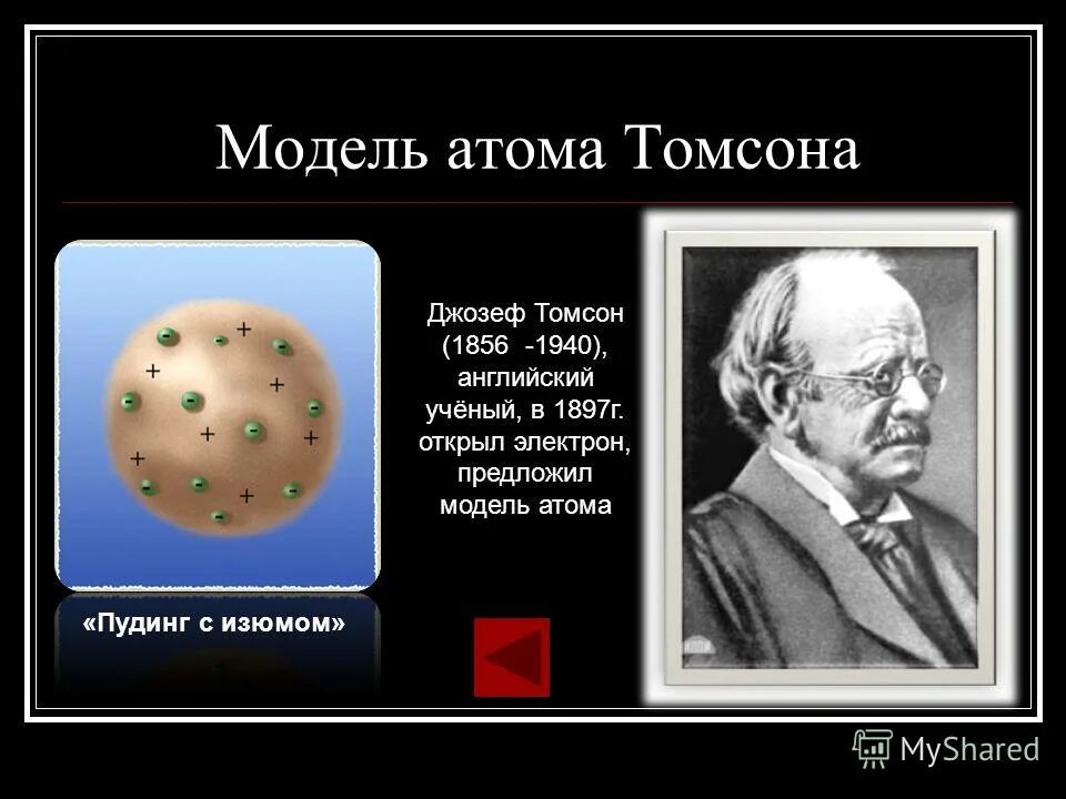 Модель атома Томсона пудинг с изюмом. Модель Томсона строение атома. Планетарная модель томсона