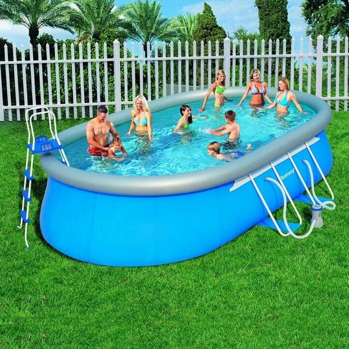 Купить бассейн хаус. Бассейн Bestway Oval fast Set 56153. Надувной бассейн Bestway 56153. Pool Set Bestway 366х122. Бассейн Bestway 366х122 fast.