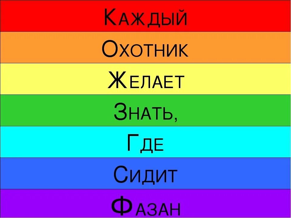 Какие есть цвета для детей. Цвета радуги каждый охотник желает знать где сидит фазан цвета радуги. каждый охотник желает знать. радуга каждый охотник. каждыйохотник желает зн.