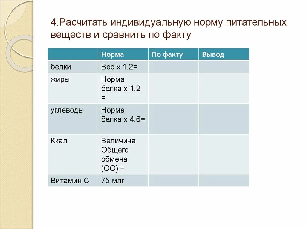 Таблица 4.4 суточный рацион питания. Индивидуальный суточный пищевой рацион таблица. Составление суточного пищевого рациона. Составить суточный рацион питания. Лабораторная работа определение норм питания