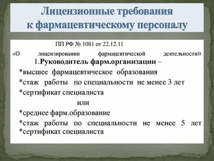 Перечислите требования к соискателю лицензии