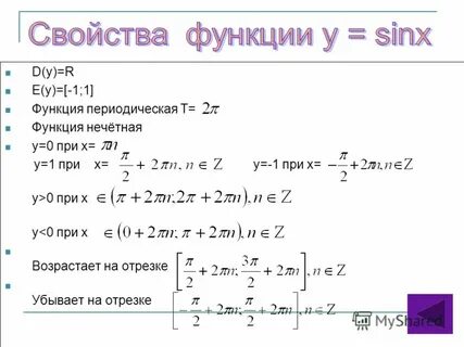 График sinx свойства