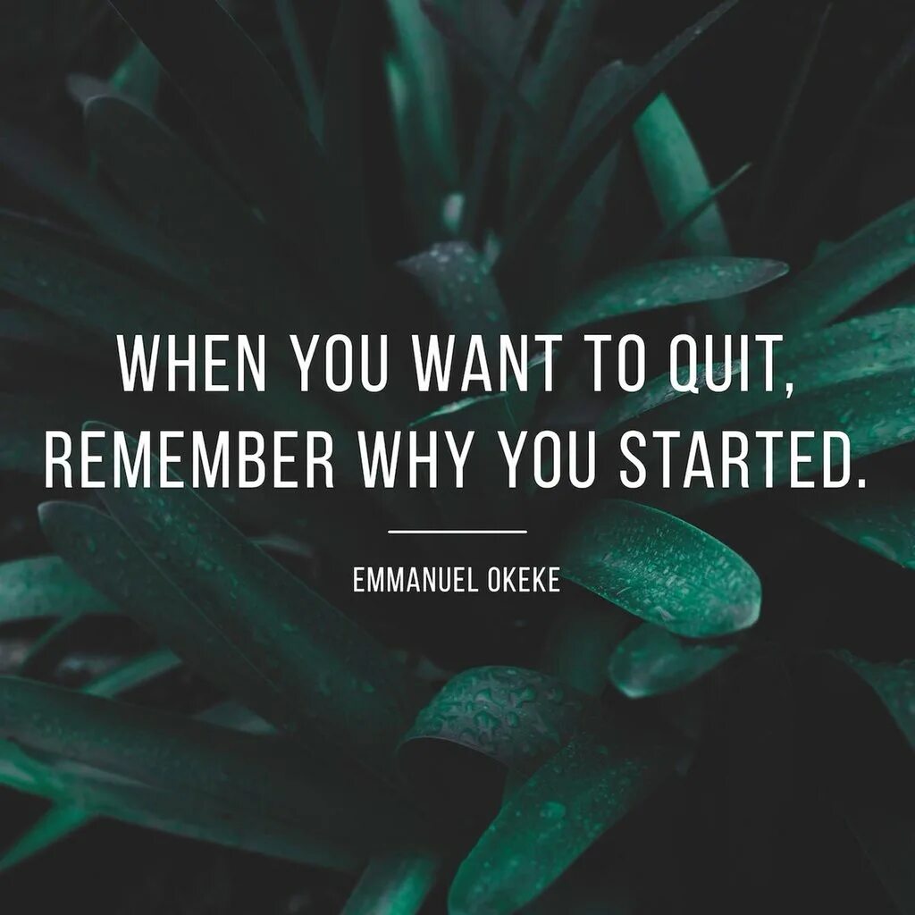 Remember who you started. When you want to give up remember why you started. remember why. when you want to quit.