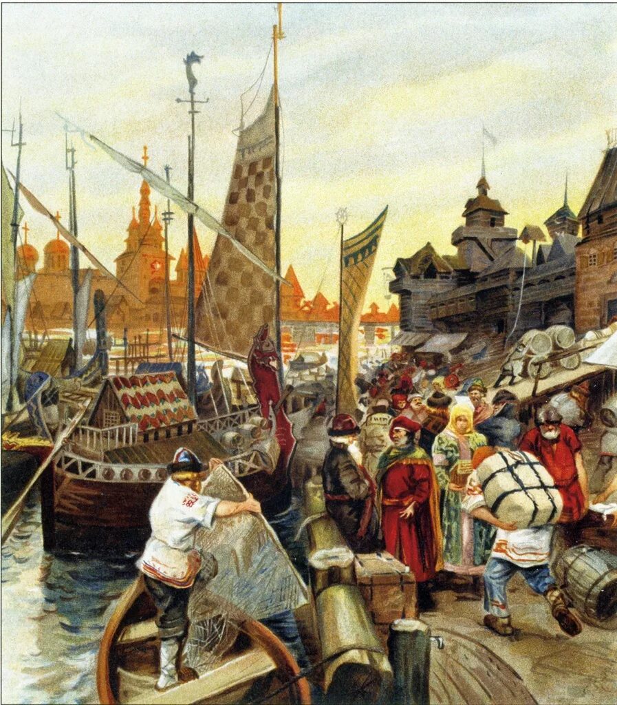 Великий новгород 13 век торговля. Двор удельного князя васнецов. Ремесло новгородского княжества. Ремесло новгородского княжества. Великий новгород в древней руси.