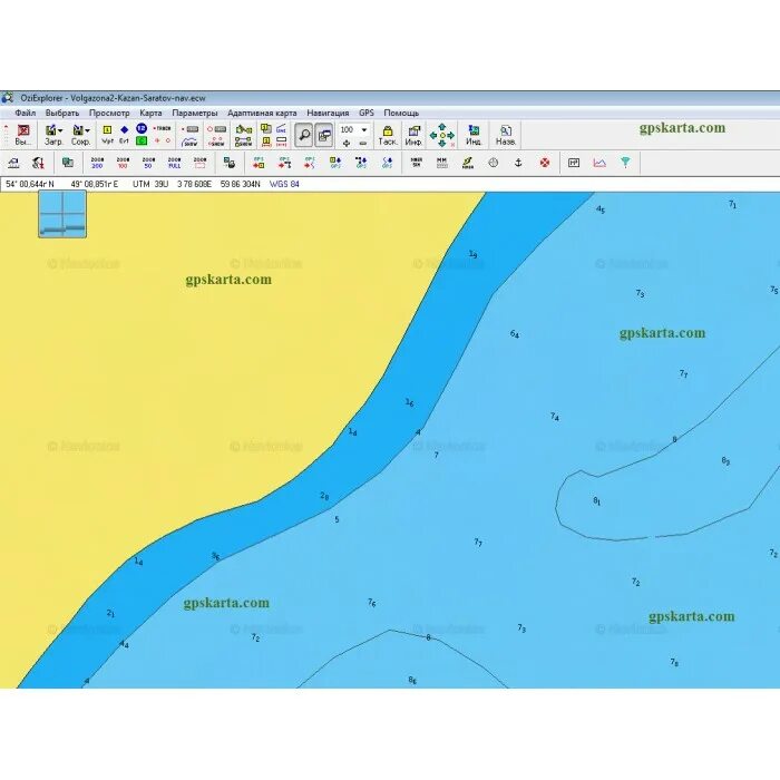 Карта глубин Волги для OziExplorer, Карта глубин водоемов для OziExplorer
