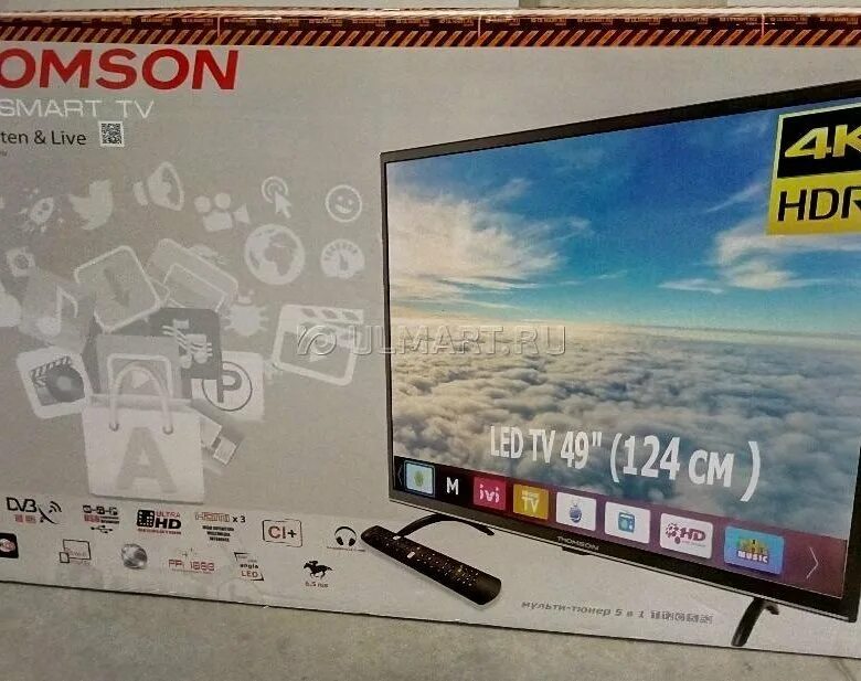 Обзор телевизоров 2024. Телевизор Томпсон 70 диагональ. Телевизор Thomson 49. ТВ Томсон 32 дюйма. Размер упаковки телевизора 43 дюйма.
