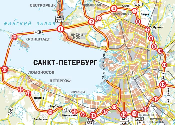 Новая карта дорог санкт петербурга