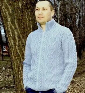 Свитер на молнии спицами