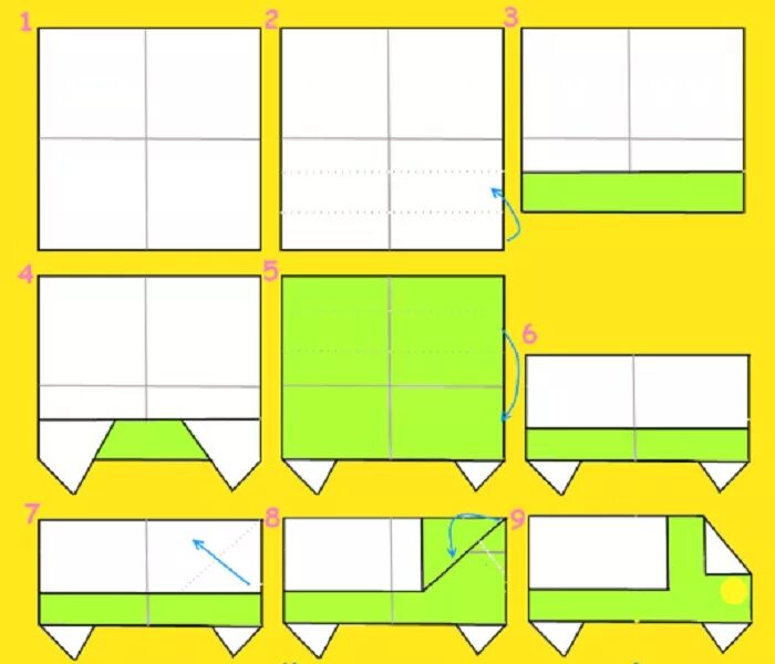 6 из бумаги. Оригами машинка по схеме из бумаги. Машина оригами из бумаги для детей схема. Оригами машинка из бумаги для детей. Машина оригами для дошкольников.