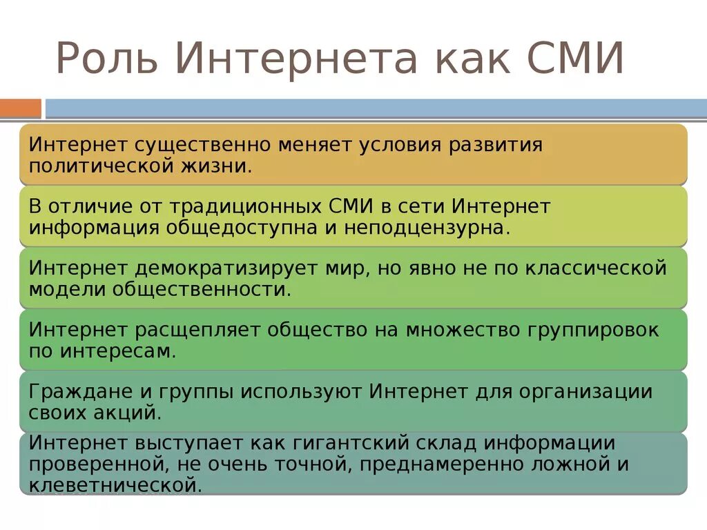 Роль интернета в политической жизни общества