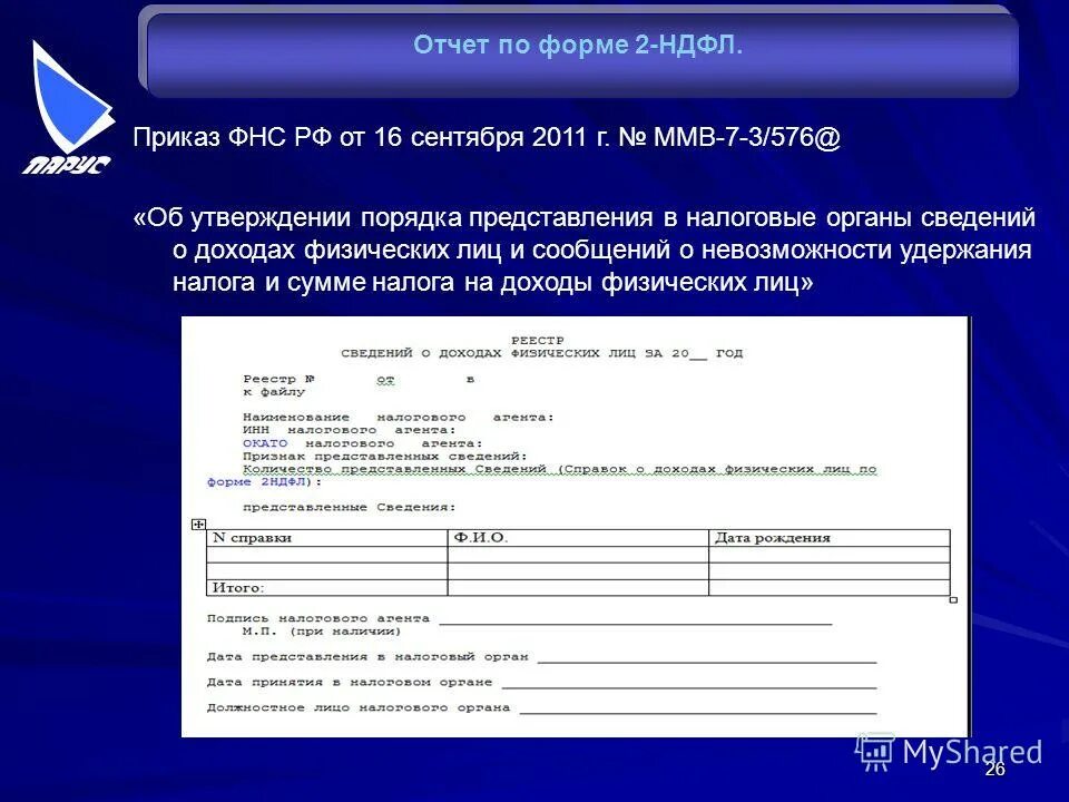 Сведения о физическом лице. Отчет проверки физического лица. Приложение по форме 2. Форма преставления для отчёта по результатам.