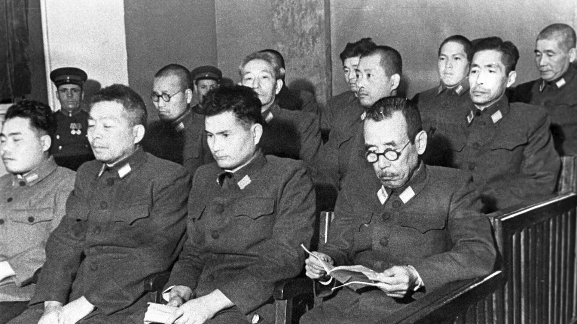 Японские военные преступники второй мировой. Япония вторая мировая отряд 731. Хабаровский трибунал 1949. Хабаровский процесс над японскими военными преступниками.