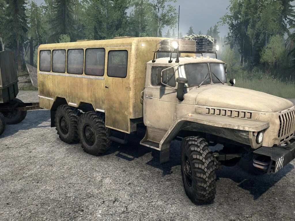 Игра зил 131. ЗИЛ 131 MUDRUNNER. MUDRUNNER Урал 4320 лесовоз. Spin Tires MUDRUNNER Урал 4320. Урал 375 модранер.